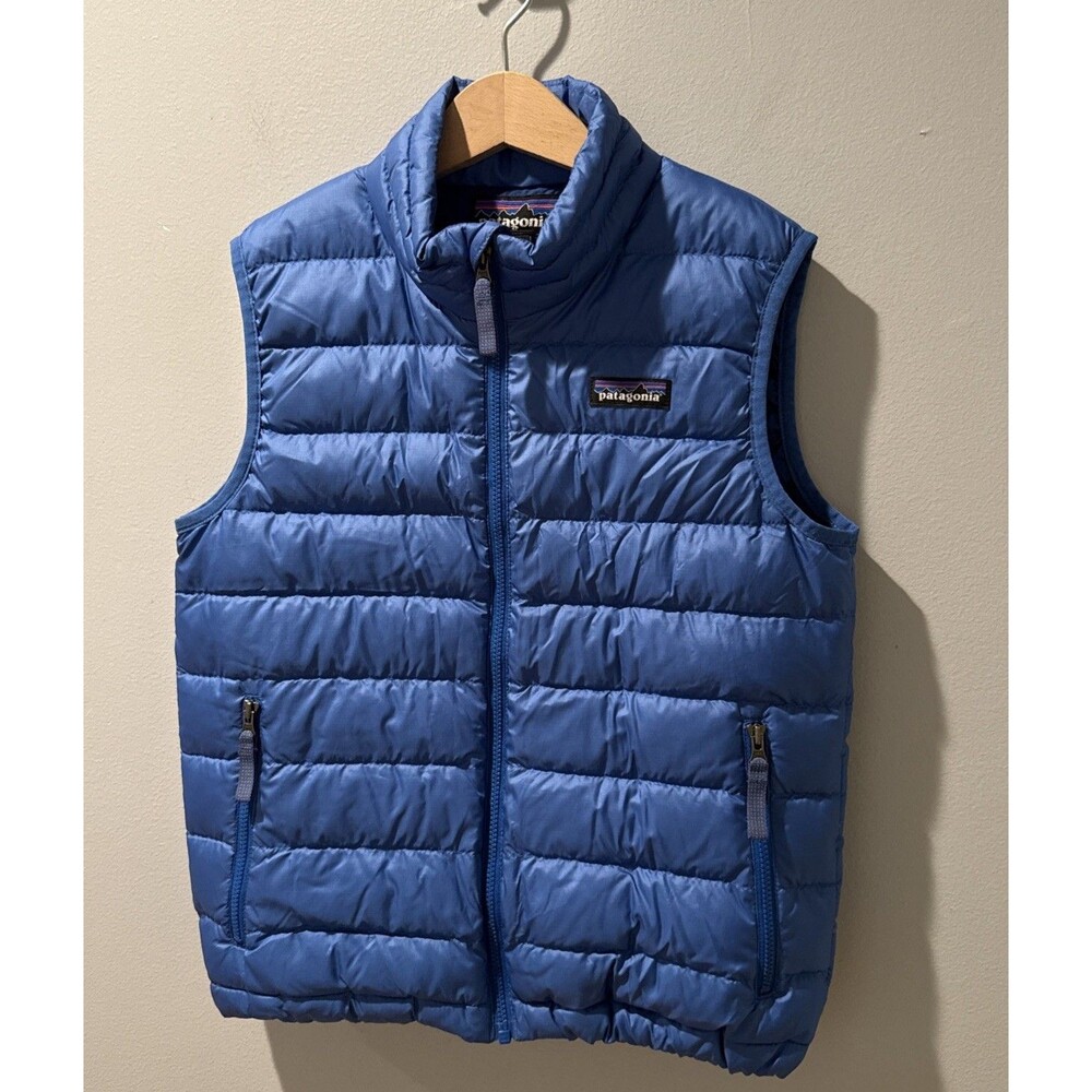 Patagonia Viking Blue Boys Down Insulated Puffer Vest Youth Size Small 7-8